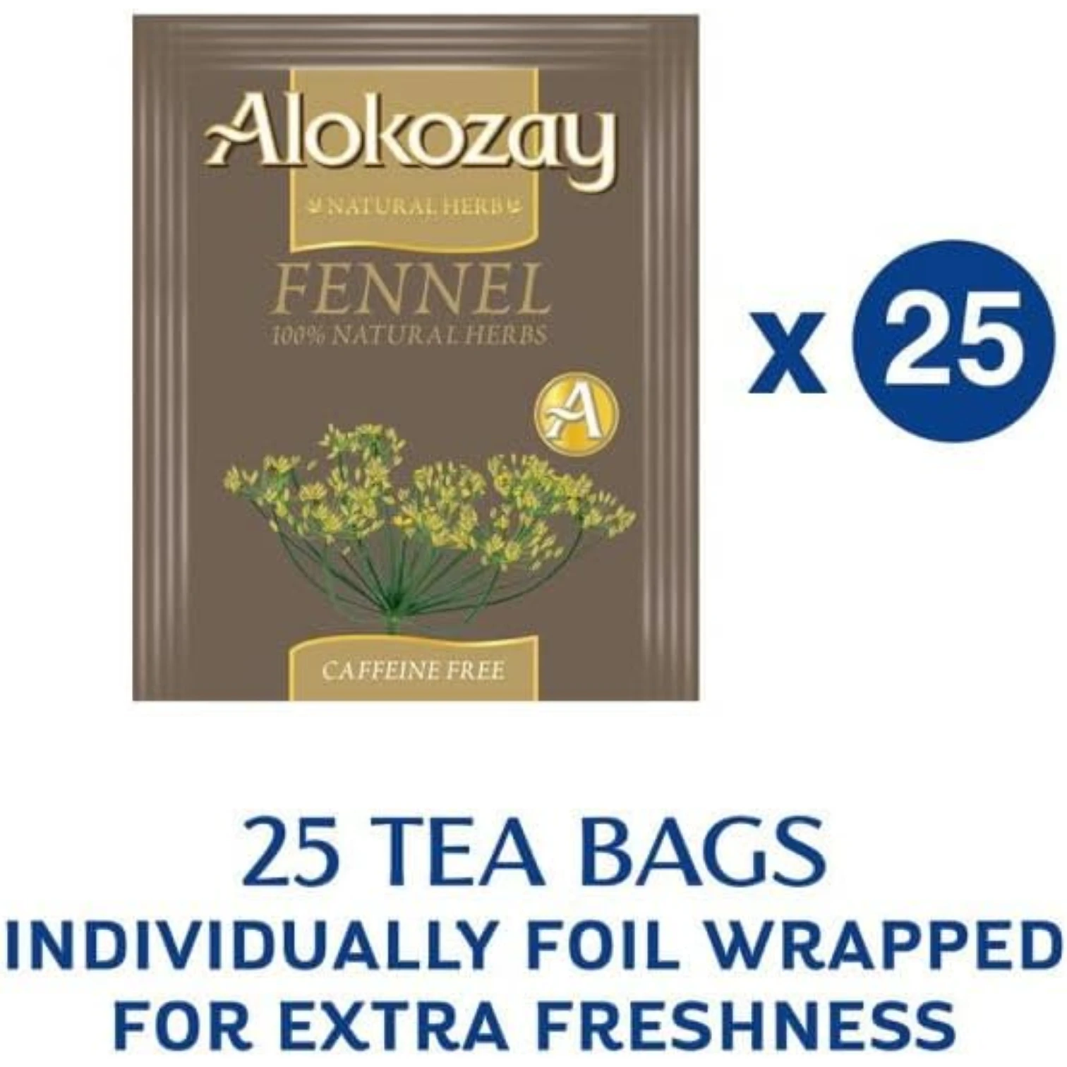 Alokozay Fennel Herbal Tea – 100% Natural Caffeine-Free Infusion | 25 Individually Foil-Wrapped Tea Bags | Soothing Digestive Tea Imported from Canada - Damoo