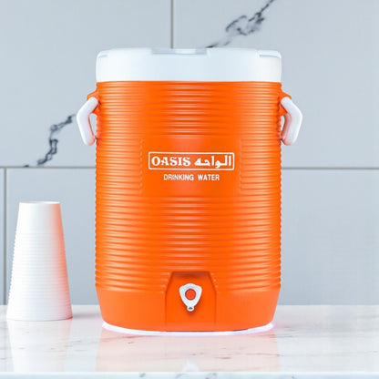 OASIS Orange Water Cooler with Leak-Proof Tap – Insulated Beverage Dispenser with Easy Carry Handle for Outdoor Events, Picnics, Parties & Camping - Damoo