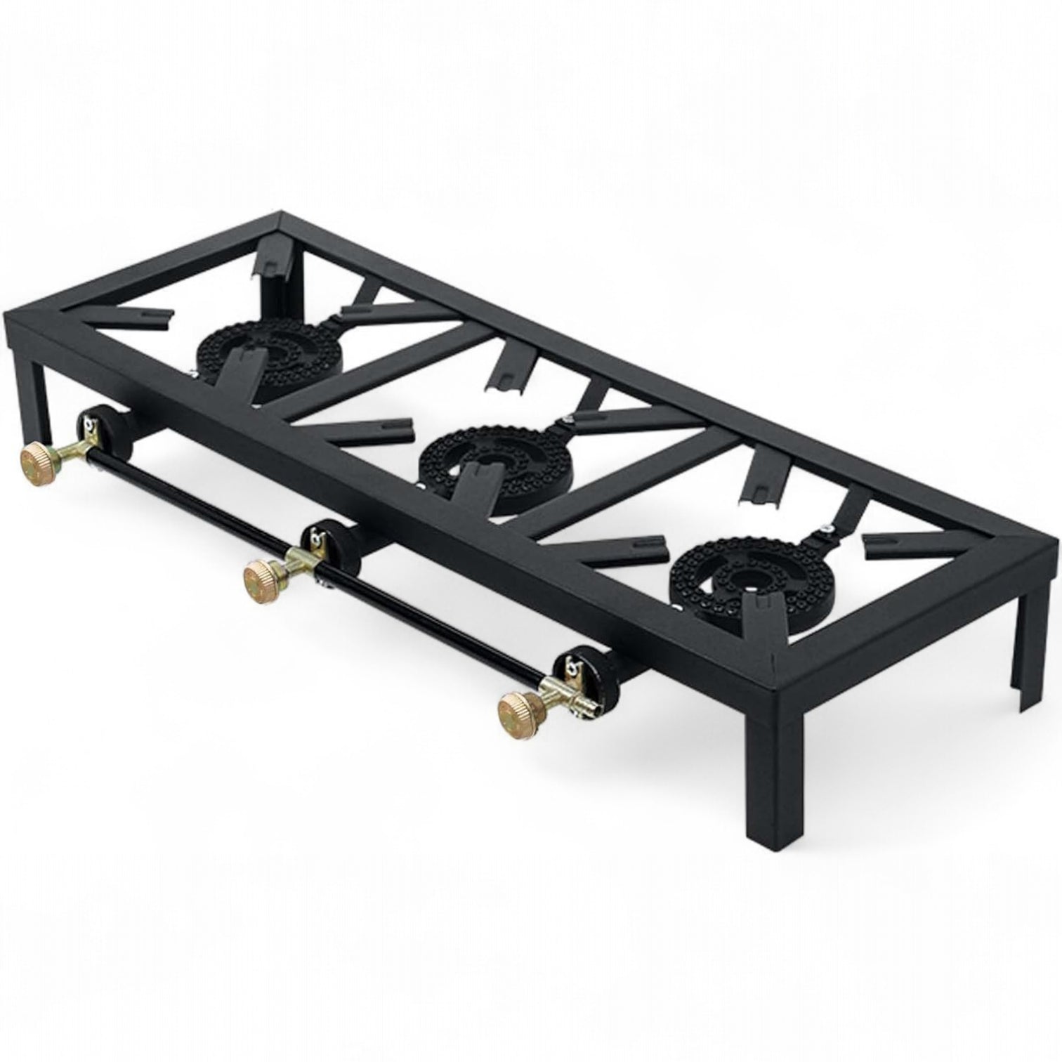 Heavy Duty Propane Gas Burner Stove – 3 Burner Cast Iron Outdoor & Indoor Cooking Range – Portable High Heat LPG Gas Cooker for Patio, Camping, BBQ, Catering, and Large Family Cooking