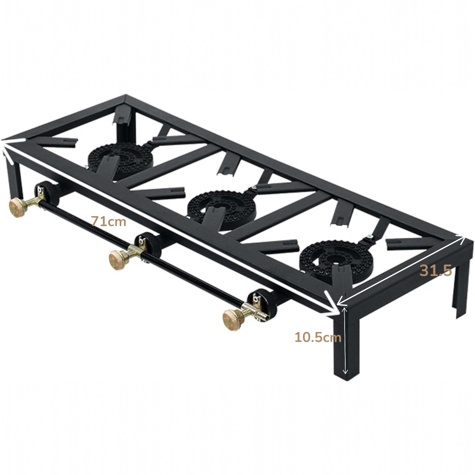 Heavy Duty Propane Gas Burner Stove – 3 Burner Cast Iron Outdoor & Indoor Cooking Range – Portable High Heat LPG Gas Cooker for Patio, Camping, BBQ, Catering, and Large Family Cooking