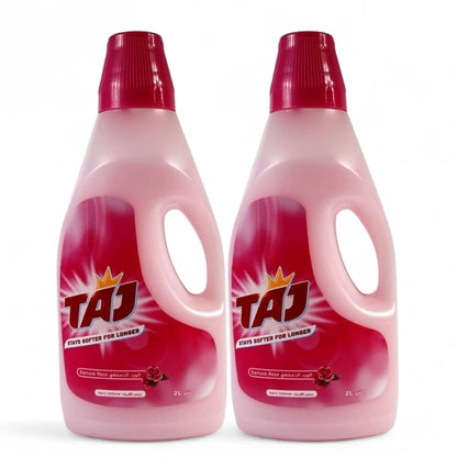 TAJ Fabric Softener 2L × 2 Bottles Offer Pack – Stays Softer for Longer with Damask Rose Fragrance, Gentle Clothes Care & Long-Lasting Freshness - Damoo