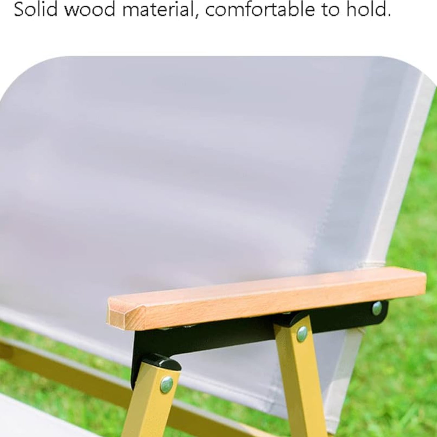 ReadJade Folding Garden Chair – Heavy Duty 190kg Capacity, Oxford Cloth Seat with Steel Tube Frame, Solid Wood Handle, Wide Seat & Backrest for Camping, Fishing, BBQ & Outdoor Relaxing- Black & Beige