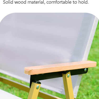 ReadJade Folding Garden Chair – Heavy Duty 190kg Capacity, Oxford Cloth Seat with Steel Tube Frame, Solid Wood Handle, Wide Seat & Backrest for Camping, Fishing, BBQ & Outdoor Relaxing- Black & Beige