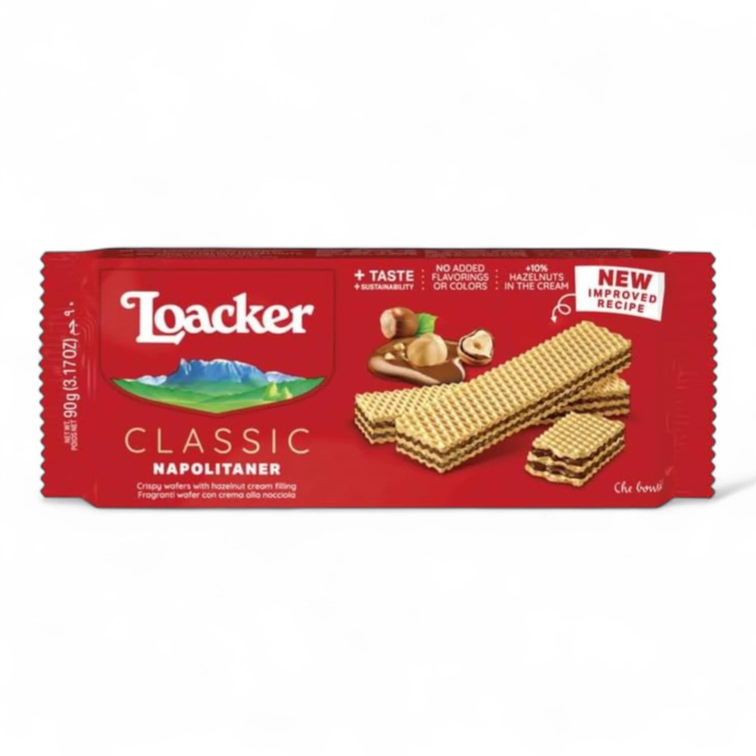 Loacker Classic Napolitaner Wafers – 90g | Crispy Hazelnut Cream-Filled Wafers – Natural Ingredients, GMO-Free - Damoo