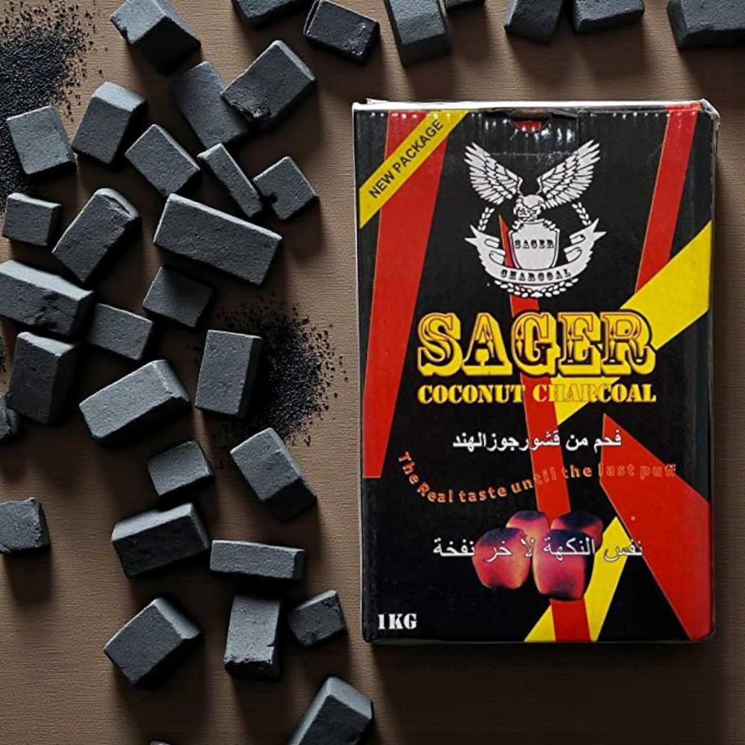 Sager Natural Coconut Charcoal Shisha Coal | 1KG Box (96 Pieces) | Quick-Light, Long-Lasting, Eco-Friendly Charcoal for Hookah, Shisha & Bakhoor