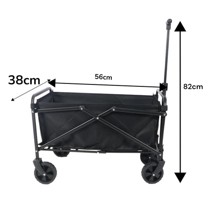 Foldable Utility Wagon Cart with Adjustable Handle – Heavy-Duty Collapsible Outdoor Trolley with Large Wheels for Camping, Picnic, Beach, Garden & Shopping – Portable Storage Wagon Black - Damoo