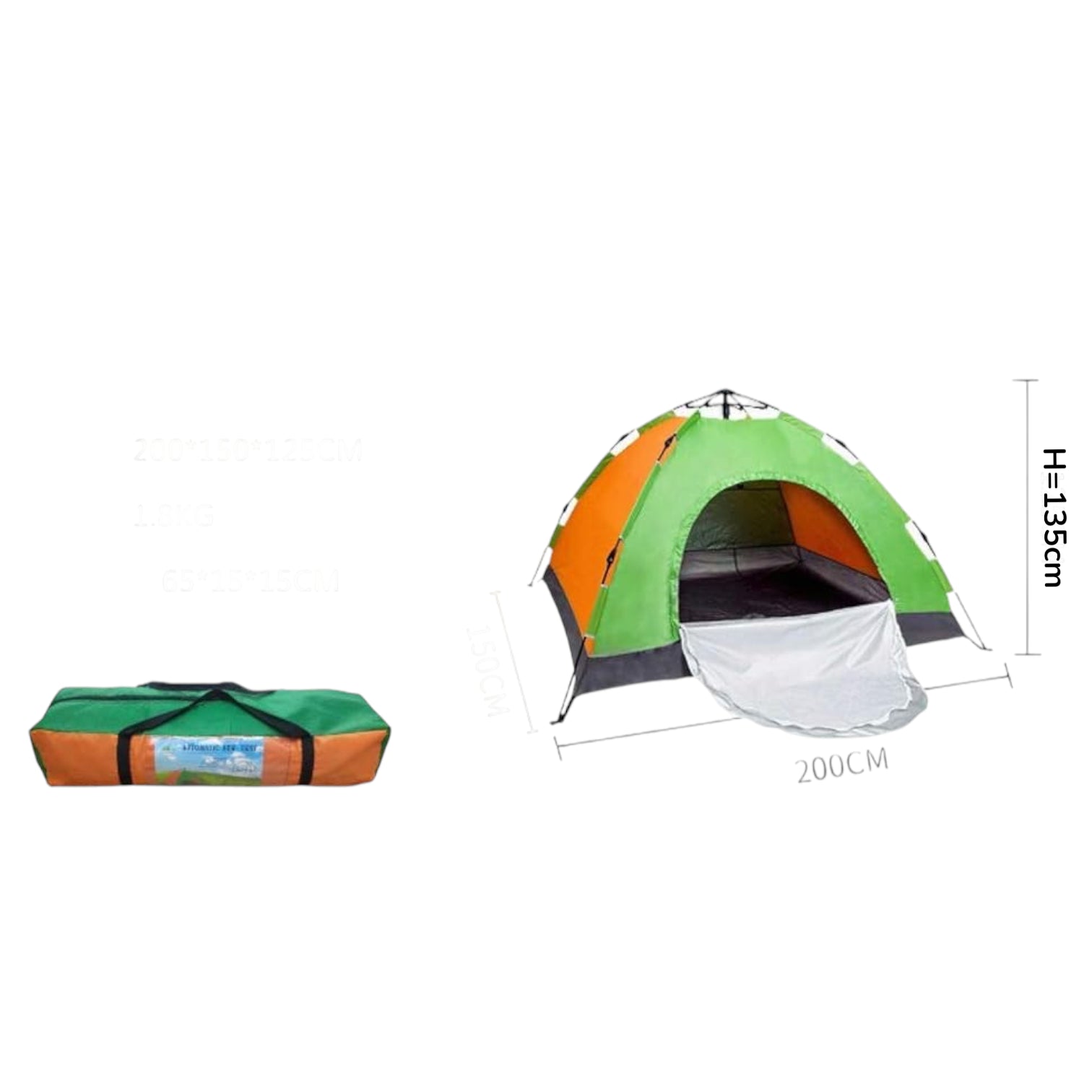 Automatic Camping Tent 2-4 Person | Spring Pop-Up Waterproof Outdoor Tent with Fiberglass Frame | Portable Single Layer Breathable Tent for Beach, Travel, Hiking & Camping