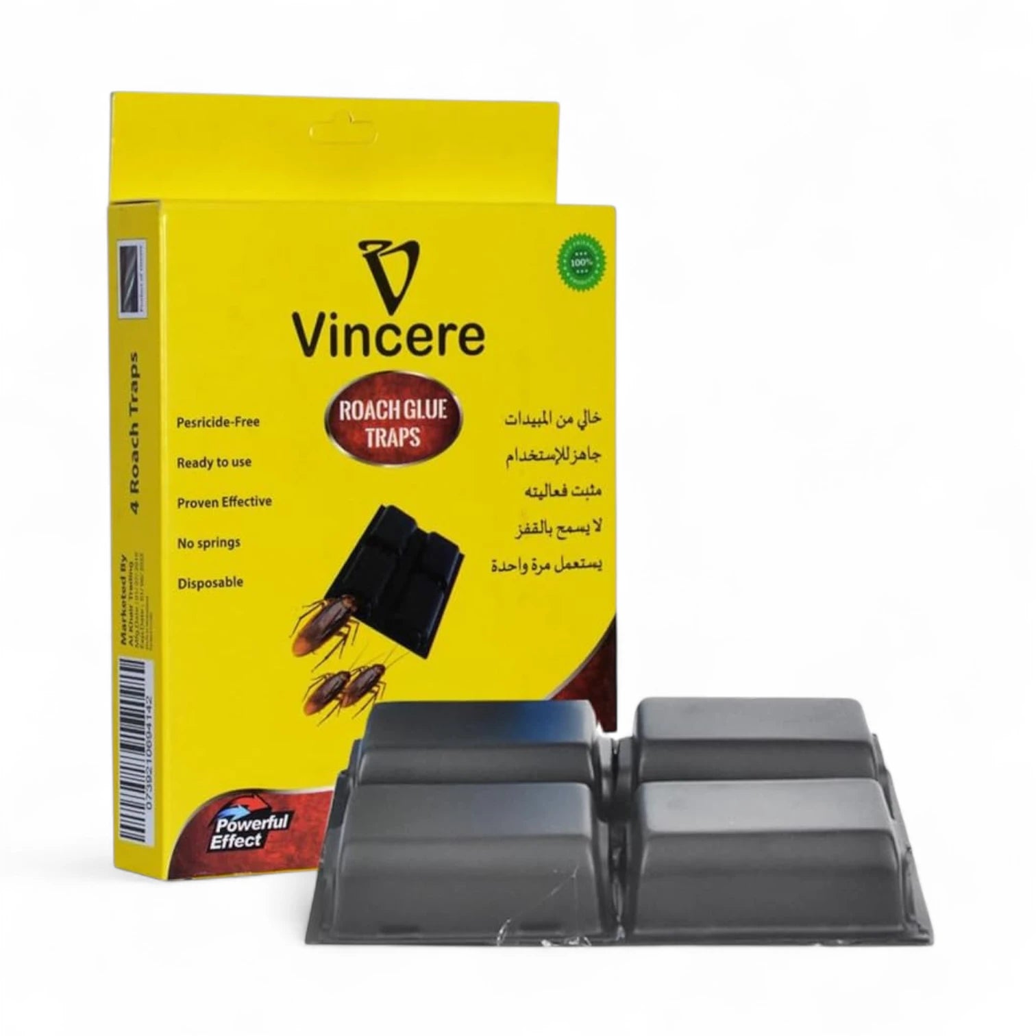 Vincere Roach Glue Trap – Pack of 4 Disposable Roach Houses | Pesticide-Free, Non-Toxic - Cockroach & Insect Traps with Strong Adhesive - Damoo