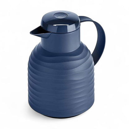 Emsa Samba Wave 1.0L Vacuum Flask – BPA-Free Plastic Insulated Jug with Quick-Press Closure, Double-Wall Glass Liner, 12H Heat / 24H Cold Retention & Modern 3D Wave Design - Damoo