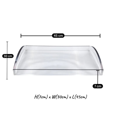 Modern Acrylic Serving Tray with Gold & Silver Handle Design – Clear Rectangular Organizer Tray (7H x 45L x 30W CM) - Damoo