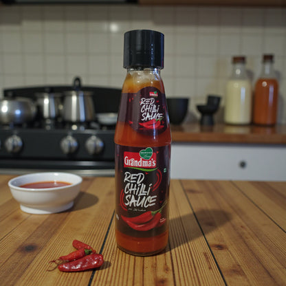 Grandma’s Red Chilli Sauce – Spicy Tangy Cooking & Dipping Sauce for Snacks, Fries & Asian Recipes | 200g Bottle - Damoo
