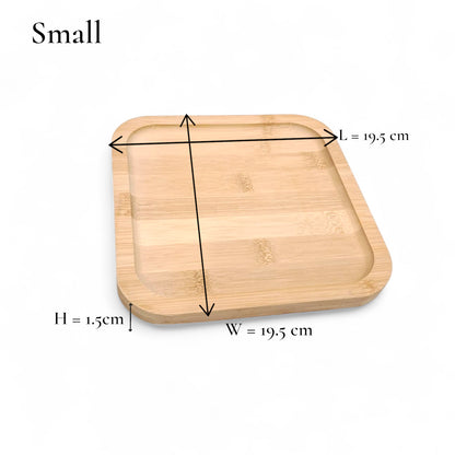 Premium Natural Bamboo Serving Tray Set – 3-Piece Square Wooden Platters for Coffee, Snacks & Home Décor - Damoo