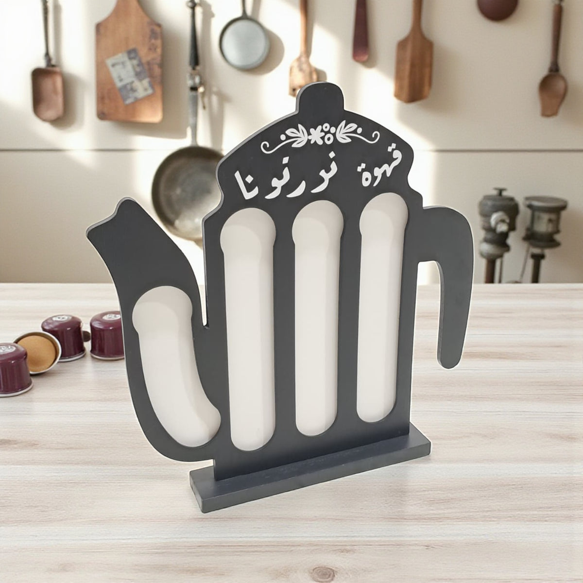 Pot-Shaped Wooden Coffee Capsule Holder – Espresso Pod Organizer and Decorative Coffee Pod Rack for Kitchen, Café, or Office - Damoo
