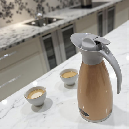 HTH Stainless Steel Vacuum Flask 2.0L (Model ECU-1) – Double Wall Insulated Thermos for Hot & Cold Beverages | Premium Press-Pour Design - Damoo