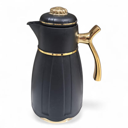 GERMAX Arabic Vacuum Flask 1.0L – Golden Lid | Premium PP Plastic Thermo Coffee & Tea Pot | Keeps Drinks Hot for 12 Hours & Cold for 24 Hours - Damoo