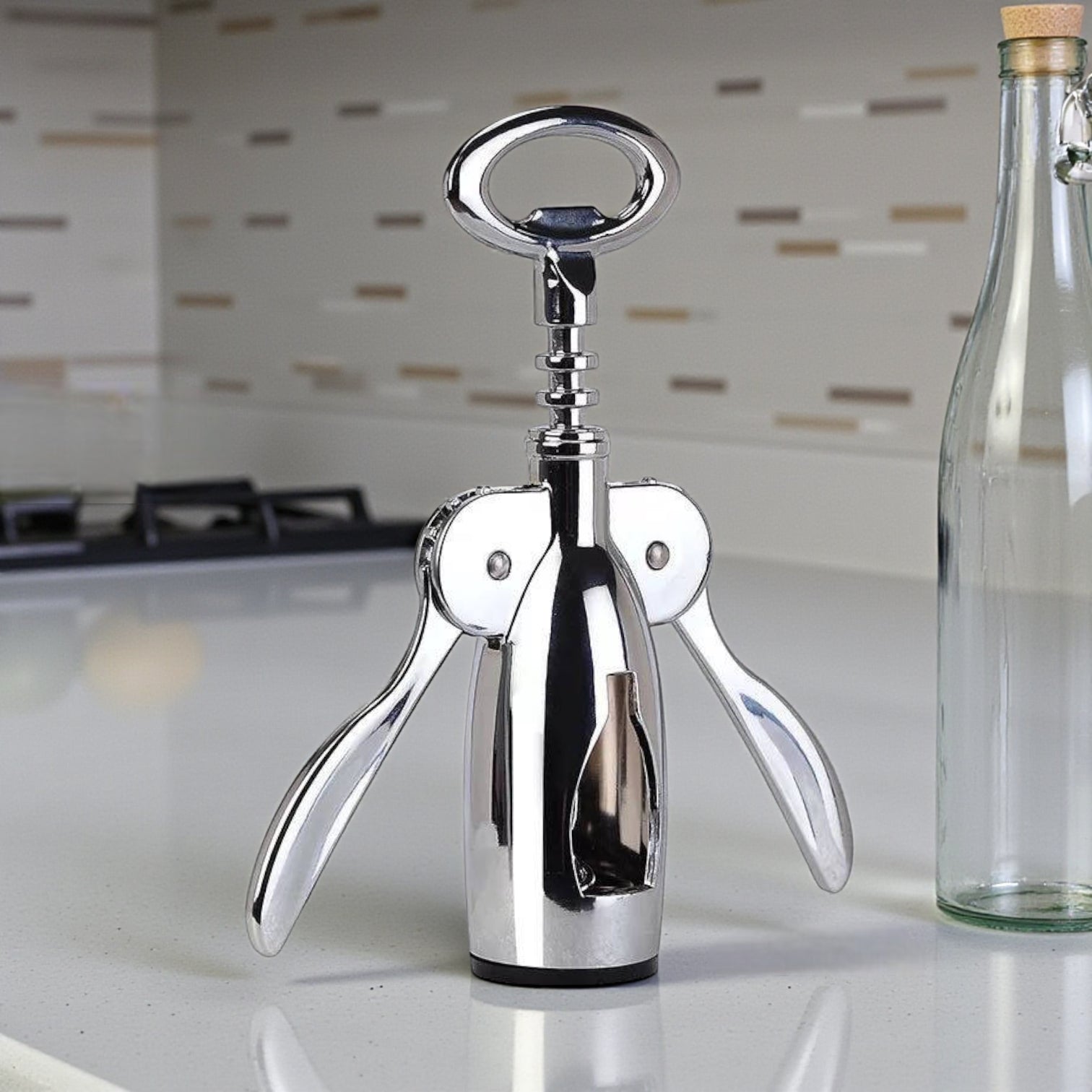 TAI YING Top Choice Metal Corkscrew Bottle Opener with Wing Handles & Spiral Screw (18.5H x 7L × 4W CM) - Damoo
