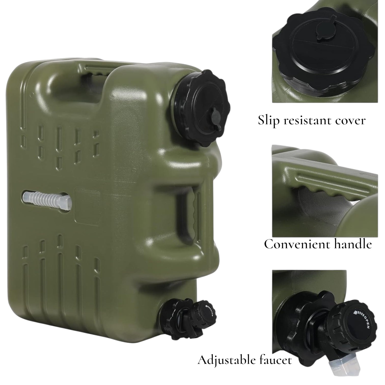 Camping Water Storage Container with Tap – Amy Green  Portable Water Dispenser Can for Outdoor, Hiking & Travel - Damoo