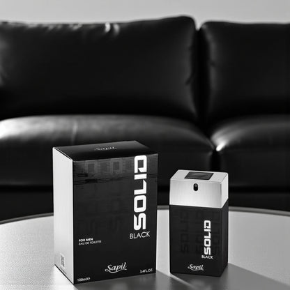 Sapil Solid Black Eau De Toilette for Men – Bold, Masculine Fragrance – Long-Lasting Scent – 100ml (3.4 FL.OZ) - Damoo