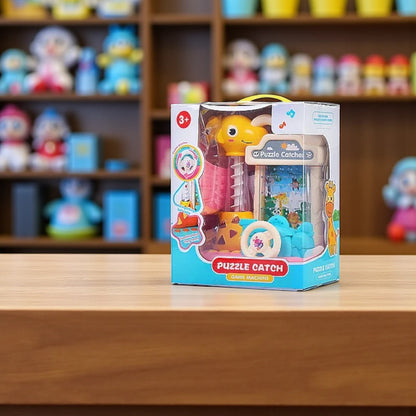 Puzzle Catch Game Machine for Kids | Interactive Ball Catching Toy with Lights, Music & Steering Wheel | Educational Play & Learn Activity for Children 3+ - Damoo