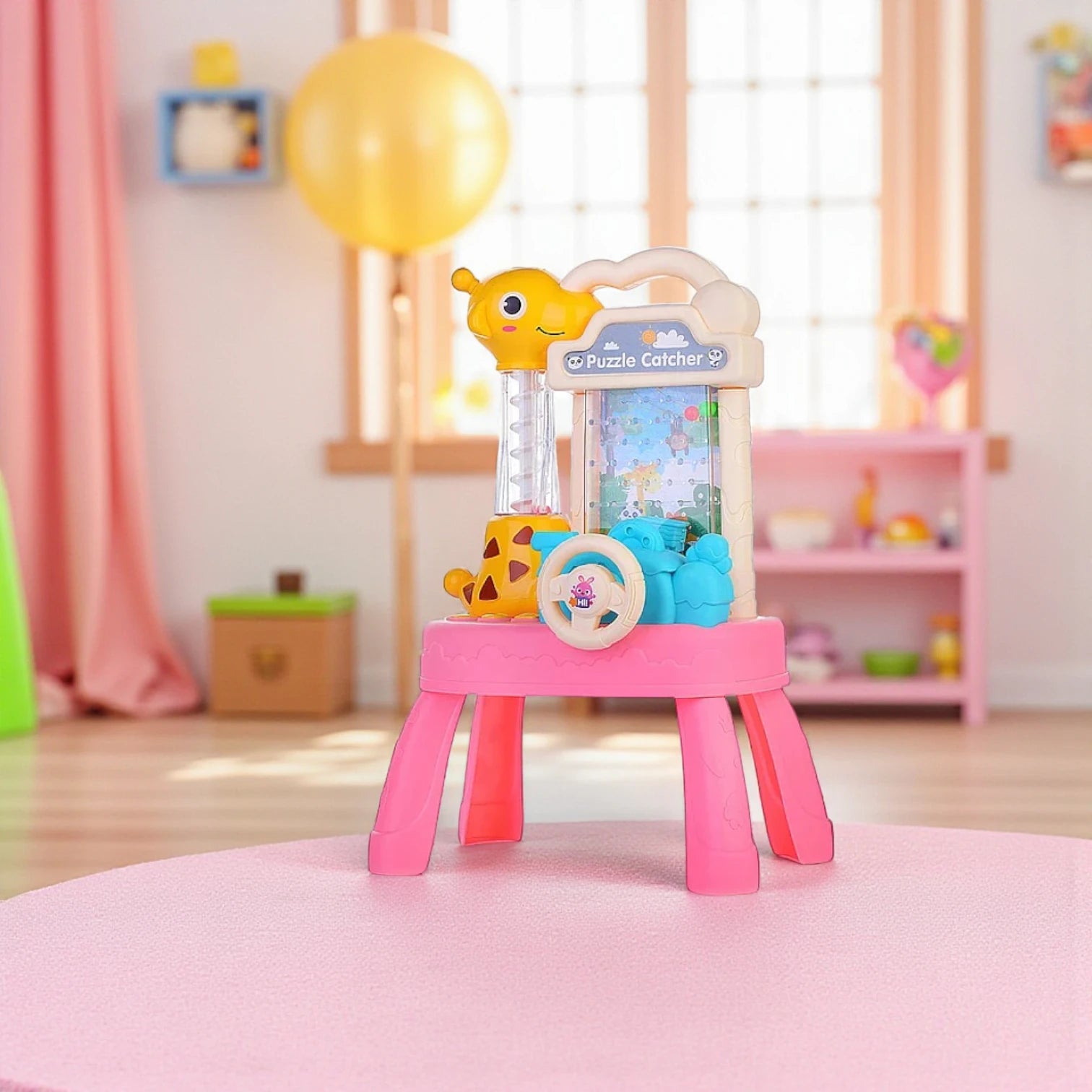 Puzzle Catch Game Machine for Kids | Interactive Ball Catching Toy with Lights, Music & Steering Wheel | Educational Play & Learn Activity for Children 3+ - Damoo