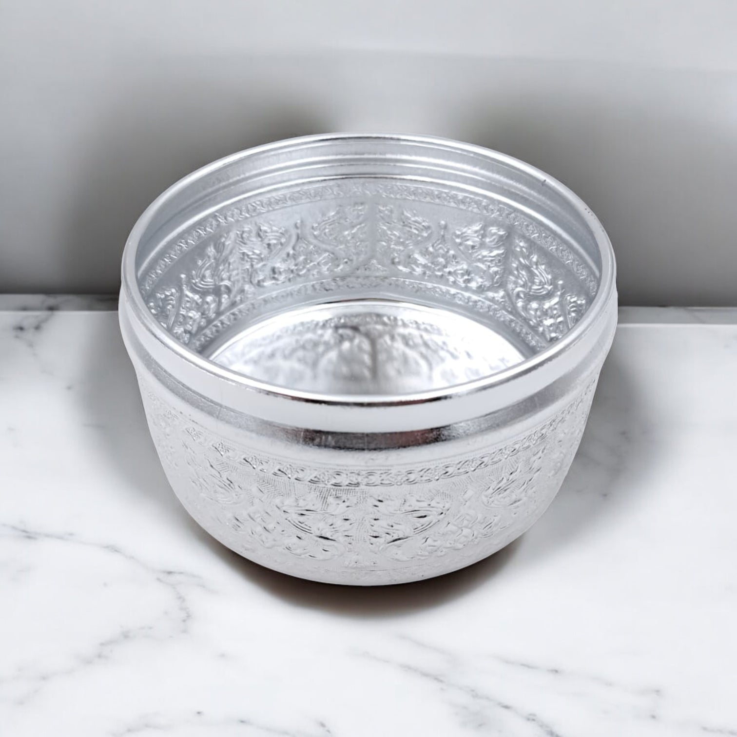 Engraved Aluminum Storage Container with Lid – Traditional Middle Eastern Decorative Box for Spices, Jewelry & Dry Foods (H 8cm × L 15cm × W 15cm) - Damoo