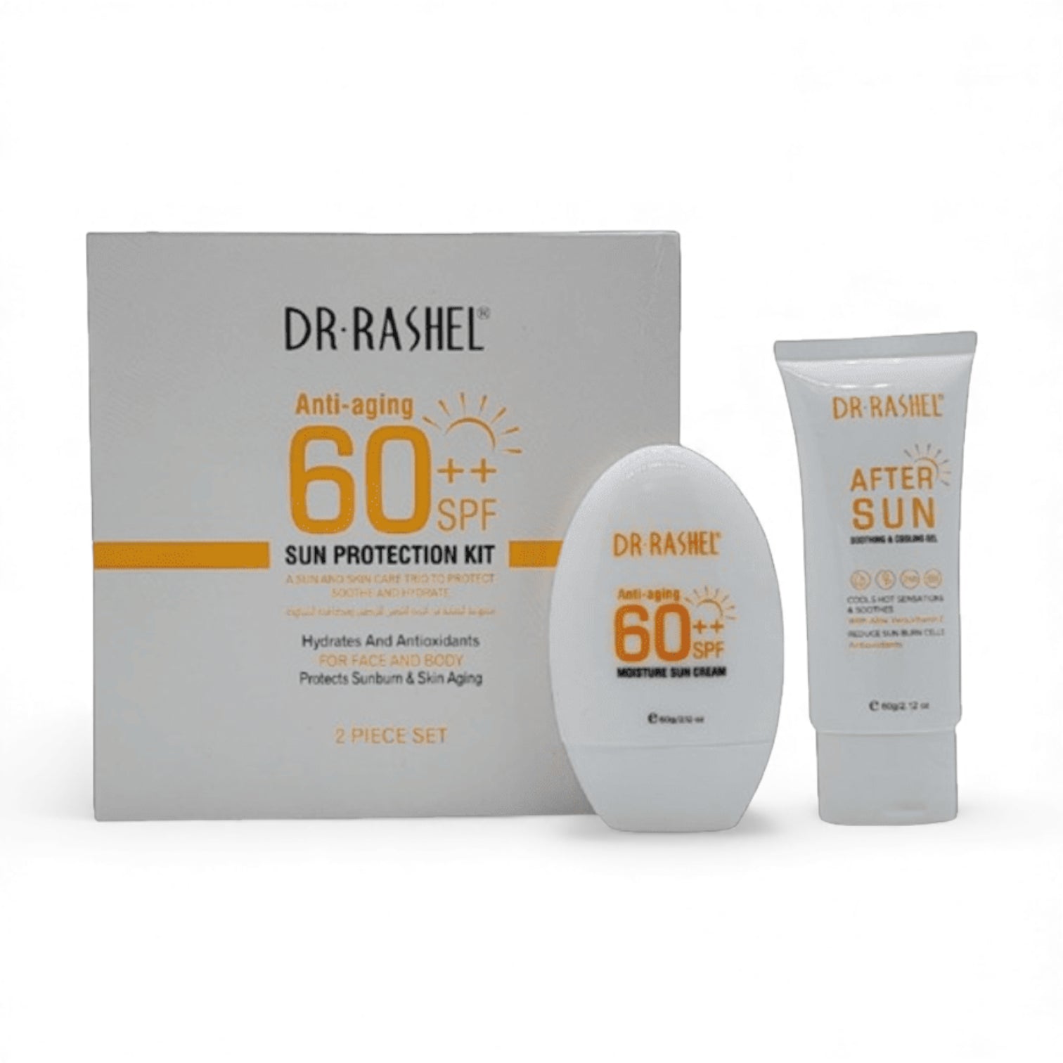 Dr. Rashel Anti-Aging Sun Protection Kit SPF 60++ – Moisturizing UVA/UVB Defense for Face & Body – 2-Piece Set - Damoo