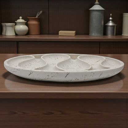 Chamotte White Glossy Handmade Ceramic Snack & Jewelry Plate – Lead-Free, Dishwasher Safe, Eco-Friendly Portuguese Tableware - Damoo