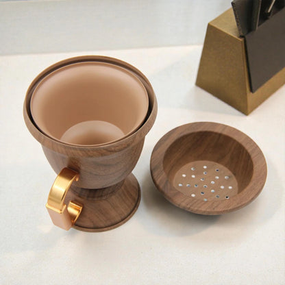 Damoo Luxury Metal Bakhoor Burner with Wooden Body & Removable Tray – Elegant Incense Burner for Oud & Home Fragrance (15H x 18L x 13W CM) - Damoo