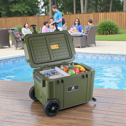Toby's Portable Car Refrigerator 55L – Outdoor Camping Electric Cooler with Wheels, Fast Cooling, Dual Zone & 12V/24V Car & Home Use