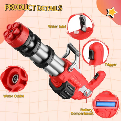 Electric Gatling Water Gun for Kids – Automatic Rotating Barrel Water Blaster with Long Range, Durable Waterproof Design, Outdoor Summer Toy for +6 Years