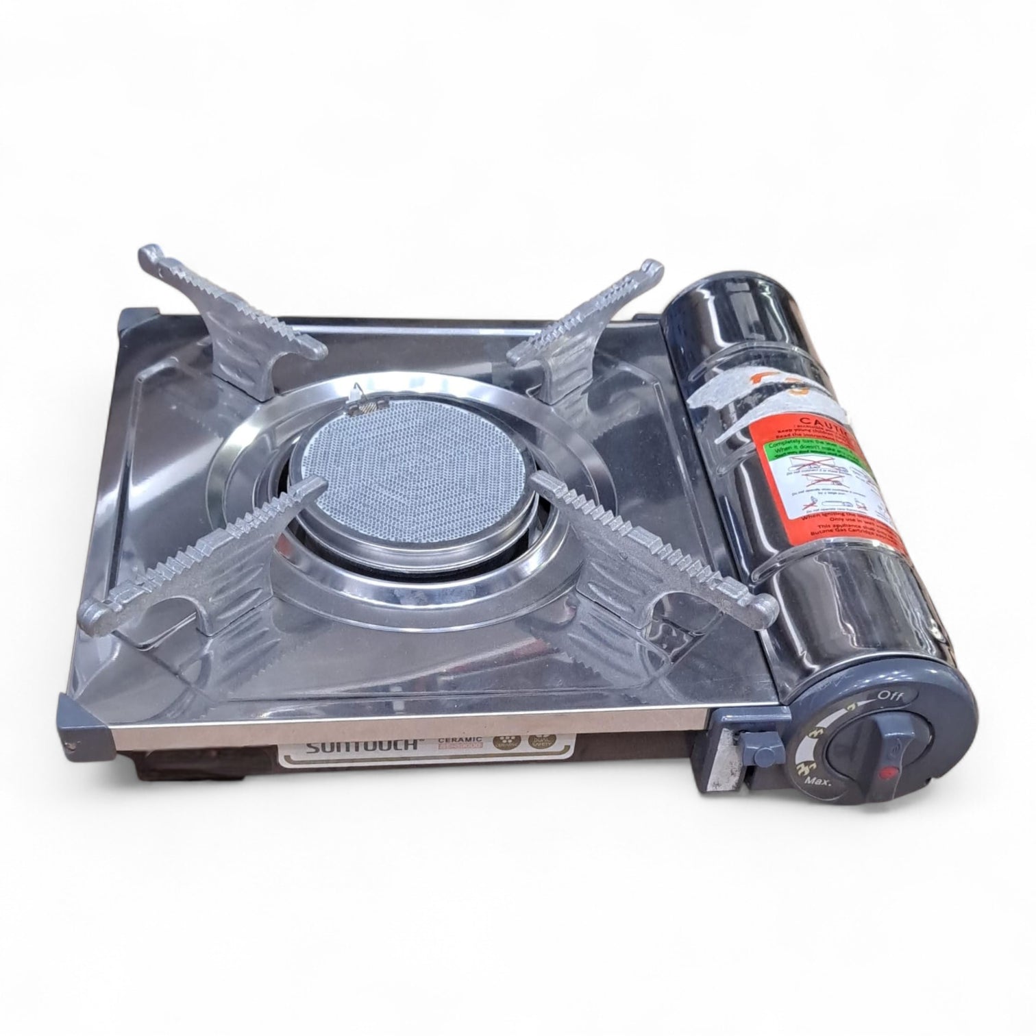 Suntouch Ceramic Gas Stove ST-3000 – Portable Butane Gas Burner with Ceramic Heating Plate & Dual Safety System – Camping, Outdoor & Emergency Cooking