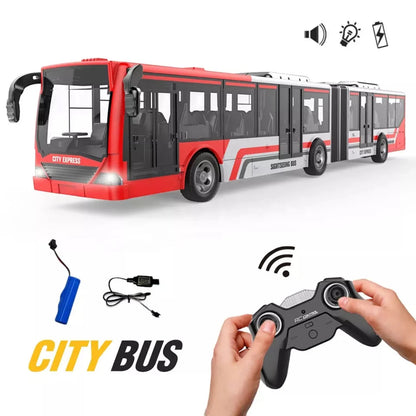 SYRCAR Remote Control Bus Toy | 2.4GHz 4-Channel RC Bus with LED Lights, Rubber Tires & Full Function Controller | Durable Model Vehicle for Kids 3+