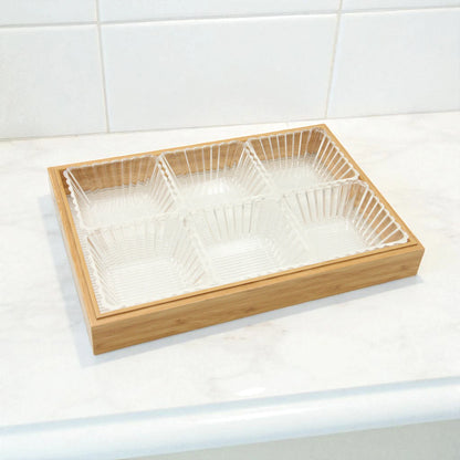 6-Section Clear Snack Serving Tray with Lid – Multipurpose Organizer for Dried Fruits, Nuts, Candy, Jewelry & More - Damoo