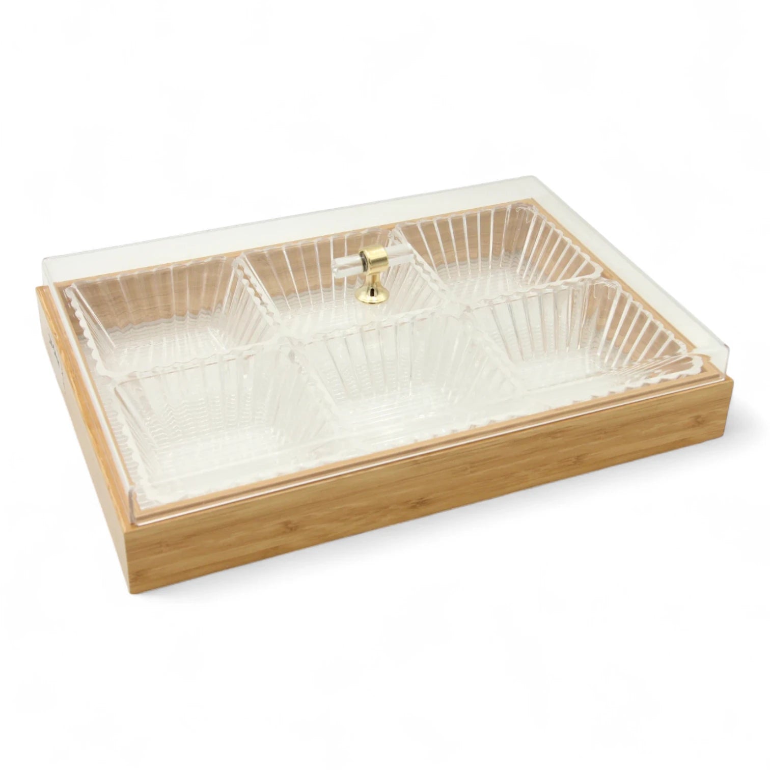 6-Section Clear Snack Serving Tray with Lid – Multipurpose Organizer for Dried Fruits, Nuts, Candy, Jewelry & More - Damoo
