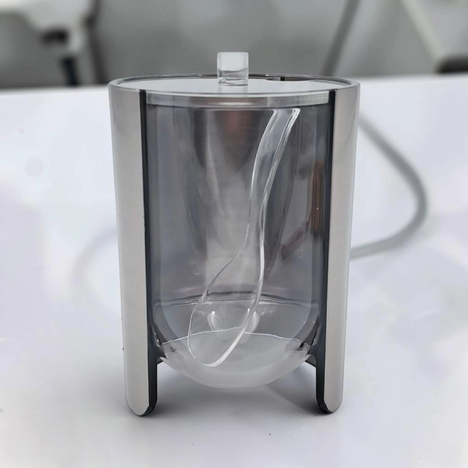 Acrylic Sugar Jar with Lid and Spoon, Clear Condiment Container with Serving Spoon, Kitchen Counter Sugar Pot, Decorative Storage Jar Available in 2 Designs - Damoo