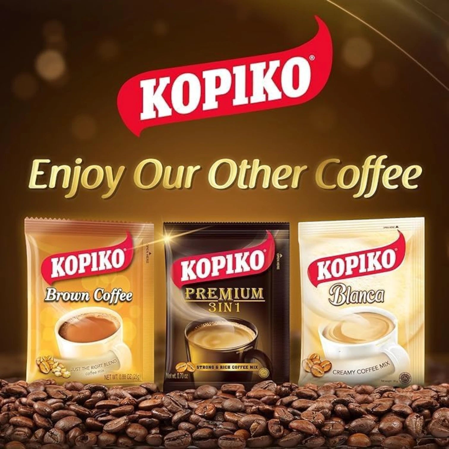 Kopiko 3-in-1 Instant Black Coffee – 10 Sachets x 25g | Medium Roast Coffee Mix | Bold, Distinctive Taste | Vegetarian-Friendly - Damoo