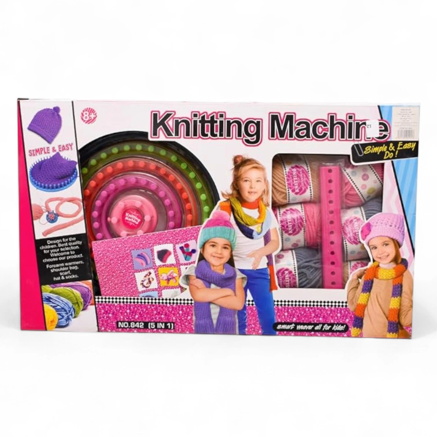 Maayergy Knitting Machine with 6 Colored Yarns – Creative DIY Toy for Kids | Educational Craft Kit for Boys & Girls | Birthday & Christmas Gift for Ages 6+