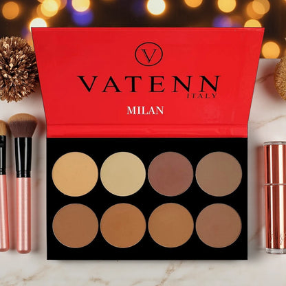 Vatenn Italy 8 Color Palette 1051 MILAN | Matte Powder Face & Eye Makeup Palette | Natural Finish, Travel-Friendly & Easy to Apply - Damoo