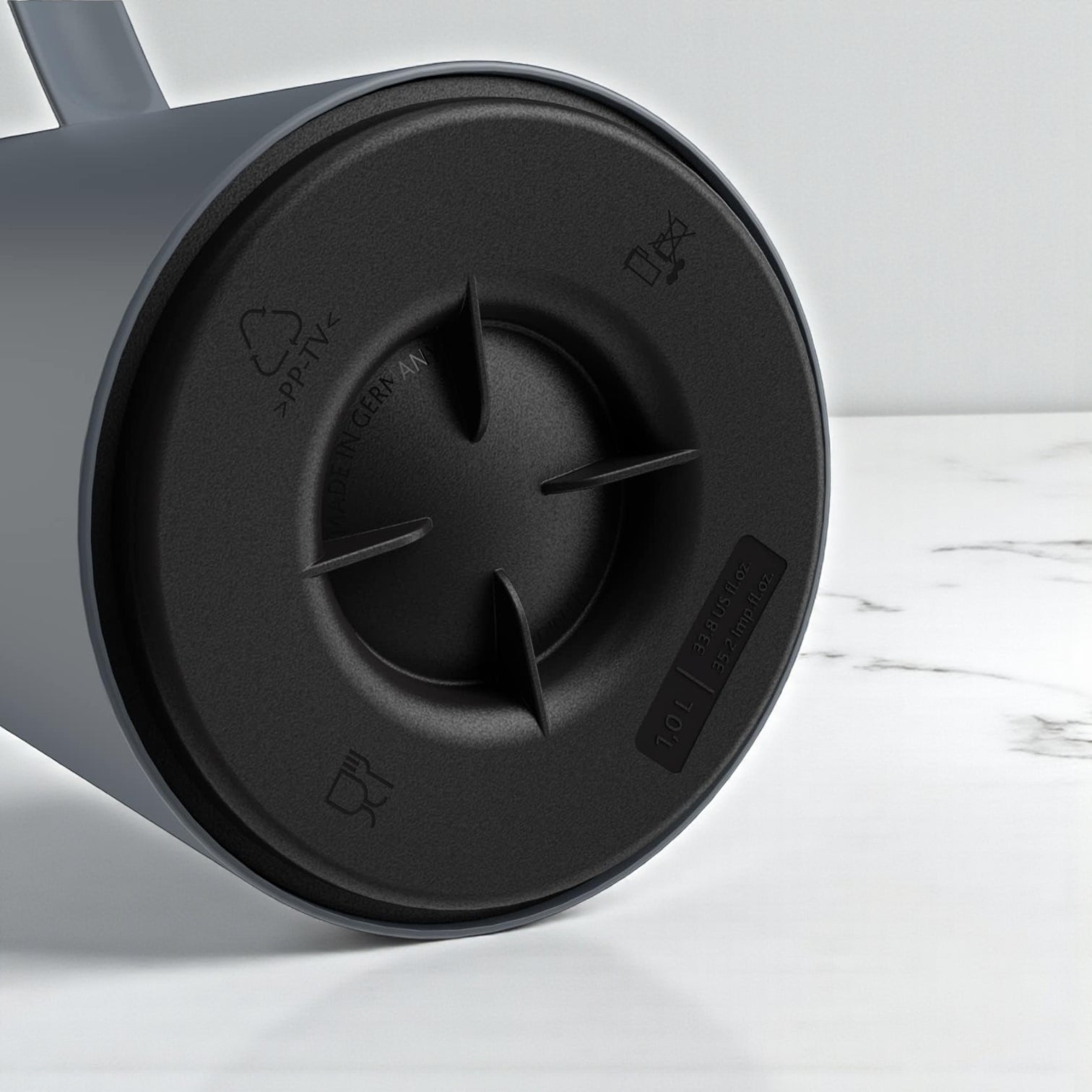 Emsa Motiva Vacuum Jug 1L –  Charcoal | Nordic Design Insulated Flask with Quick-Press Closure – Keeps Drinks Hot for 12 Hours & Cold for 24 Hours | Made in Germany - Damoo