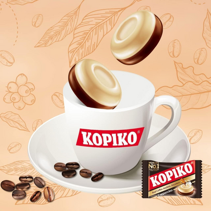 Kopiko Cappuccino Candy Bag – Creamy Coffee Flavored Hard Candy Made with Real Coffee & Milk, Individually Wrapped (140g) - Damoo