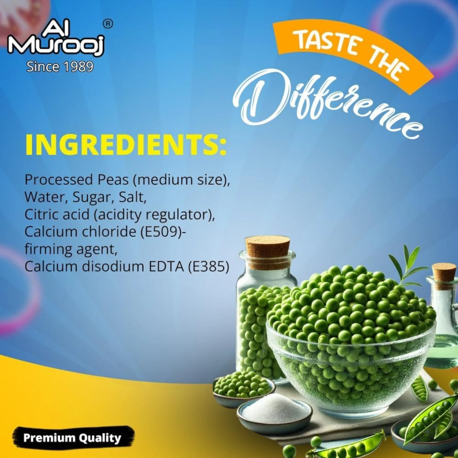 Al Murooj Boiled Green Peas 4 x 400g – Ready-to-Eat | Rich in Plant Protein & Fiber | Zero Trans Fat | Pre-Cooked & Preserved - Damoo