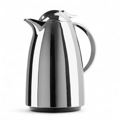 Emsa Cone Thermal Jug Swirl 1.5 L – Metallic Silver | Premium German-Made Vacuum Flask with Glass Liner for Hot & Cold Drinks - Damoo