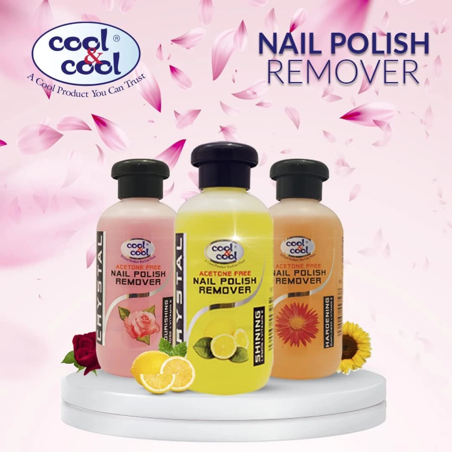 Cool & Cool Lemon Nail Polish Remover with Vitamin E – Fast Acting, Non-Acetone Formula for Natural & Acrylic Nails – 100ml - Damoo