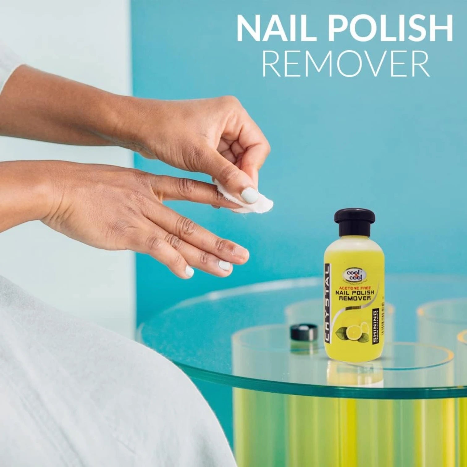 Cool & Cool Lemon Nail Polish Remover with Vitamin E – Fast Acting, Non-Acetone Formula for Natural & Acrylic Nails – 100ml - Damoo