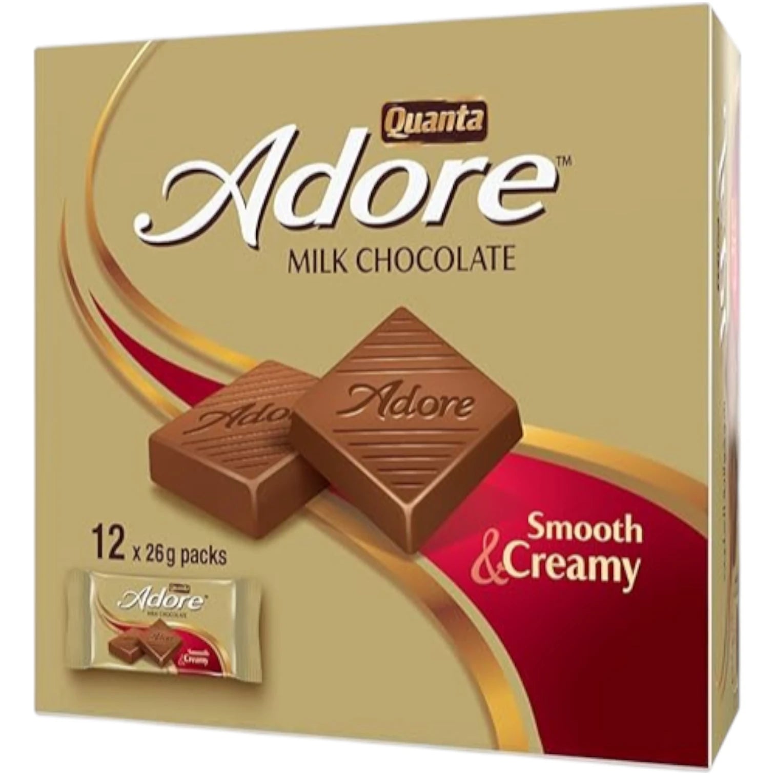 Quanta Adore Milk Chocolate Bars – 12 x 26g, Smooth & Creamy Individually Wrapped Treats - Damoo