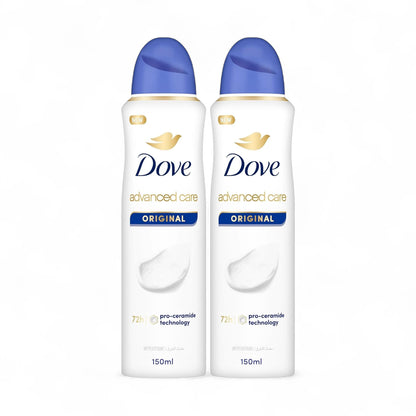 Dove Advanced Care Antiperspirant Deodorant Spray – Original Scent, 72H Sweat & Odor Protection, Pro-Ceramide Technology, Moisturizing & Gentle on Skin, 150ml (Pack of 2) - Damoo