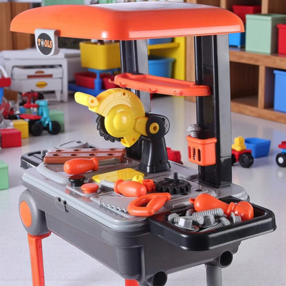 Xiong Cheng Deluxe Tool Set for Kids | 2-in-1 Portable Workbench & Suitcase with Toy Tools | Educational Construction Playset for Children 3+