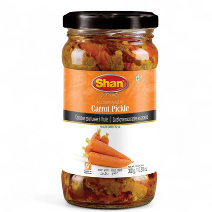 Shan Carrot Pickle 300g – Authentic Spicy Carrot & Mango Achar in Sunflower Oil | Bold Indian-Style Pickle with Mixed Spices | Halal Certified, Vegetarian-Friendly, No Artificial Flavors | Jar Packed for Freshness - Damoo