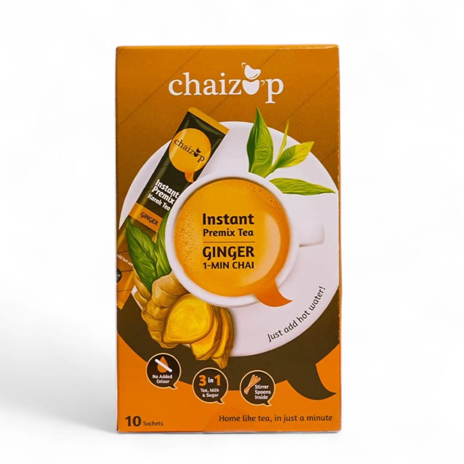Chaizup Premium Instant Ginger Tea – 10 Sachets | 1-Minute Masala Chai with Natural Indian Spices | Travel-Friendly, Easy to Brew - Damoo