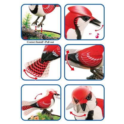 Zephyr Knight Singing & Chirping Bird in Cage – Realistic Sounds & Movements, Sound Activated, Battery Operated Pet Bird Toy, Decorative Desk & Room Accessory - Damoo
